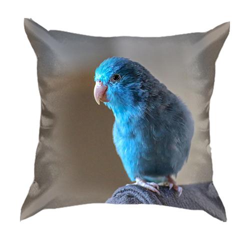 3D подушка с синим попугаем