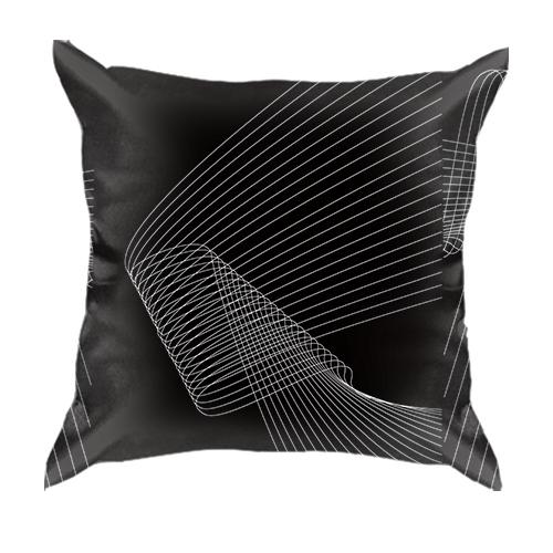 3D подушка с белыми волнистыми линиями