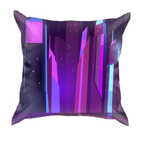 3D подушка с ночным неоновым городом