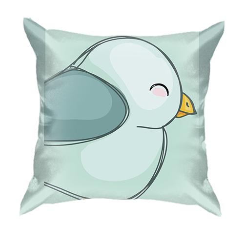 3D подушка з синім птахом