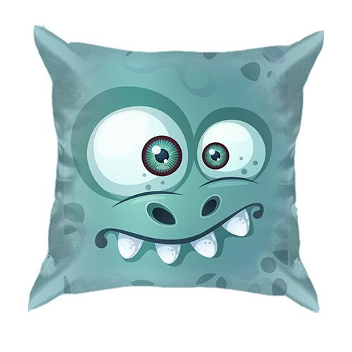3D подушка с синим напуганным существом