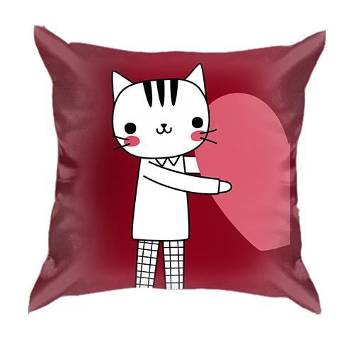 3D подушка з закоханим котом хлопчиком