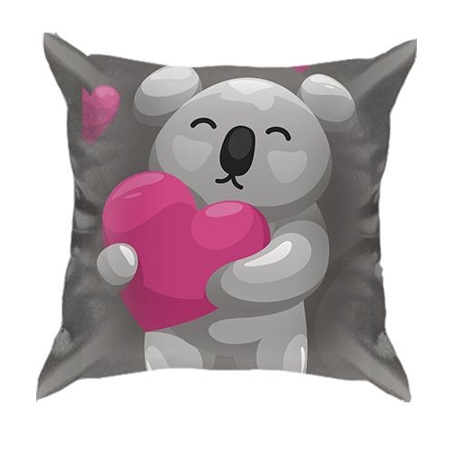 3D подушка с коалой и сердечком