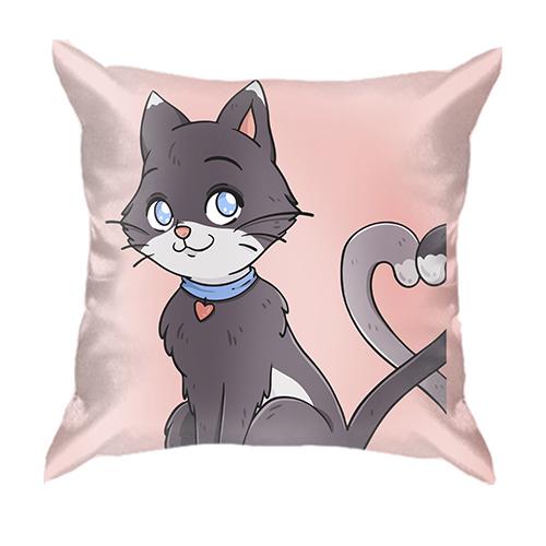 3D подушка с черным влюбленным котом