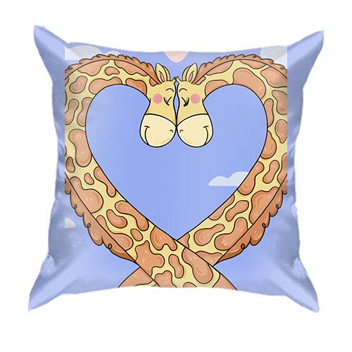 3D подушка с влюбленными жирафами