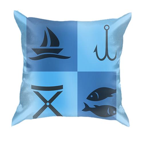 3D подушка с символикой рыбалки