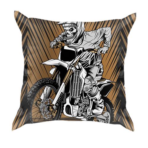 3D подушка со скелетом на мотоцикле