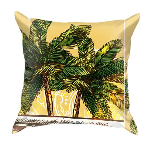3D подушка с зелеными пальмами