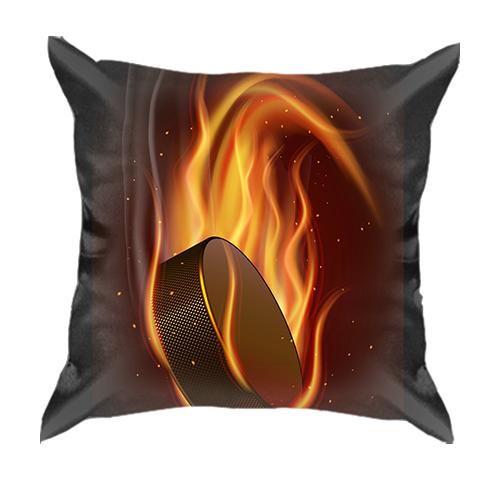 3D подушка з хокейною шайбою в вогні