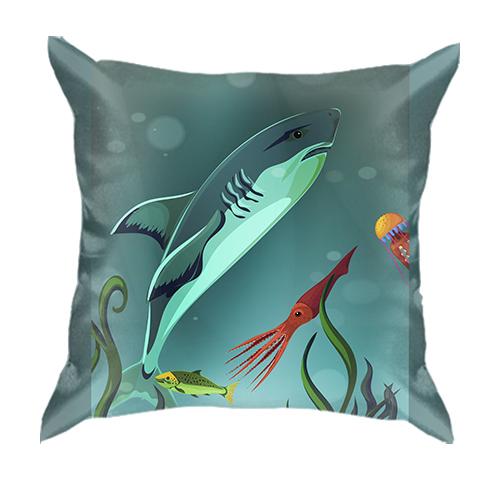 3D подушка з акулою в океані