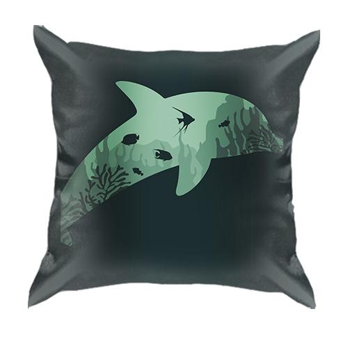 3D подушка в зеленим дельфіном