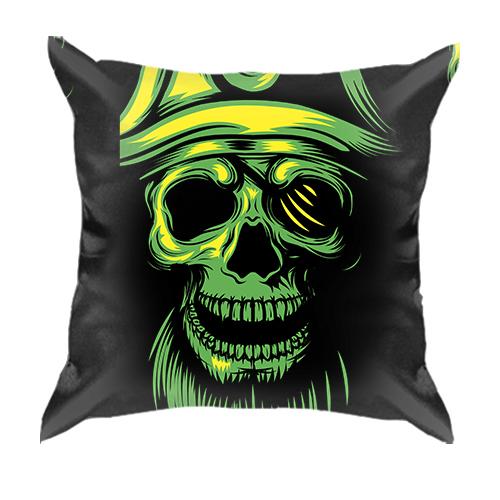 3D подушка з зеленим черепом піратом