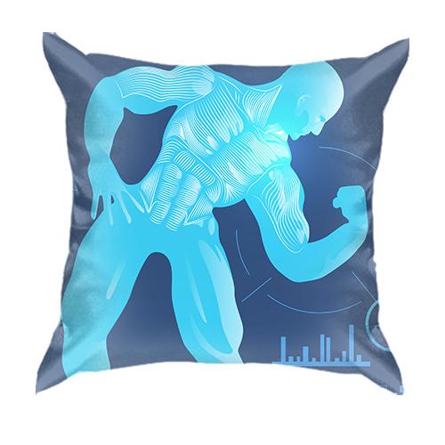 3D подушка с синим бодибилдером