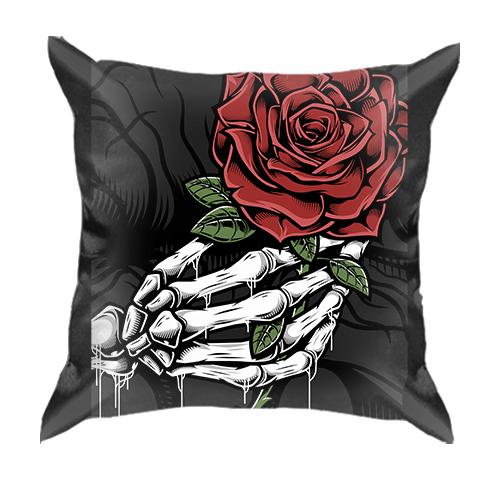 3D подушка со скелетом и розой