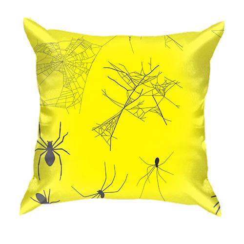 3D подушка с пауками и паутиной
