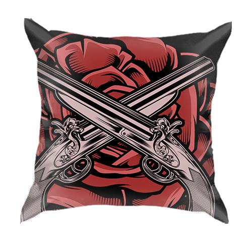 3D подушка с двумя обрезами и розой