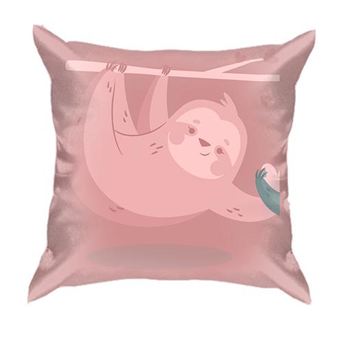 3D подушка с девочкой ленивцем