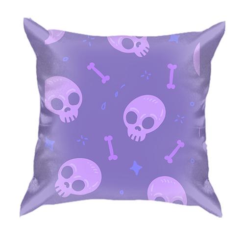 3D подушка с фиолетовыми черепками