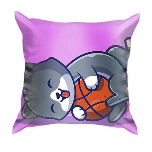 3D подушка с котом и баскетбольным мячом