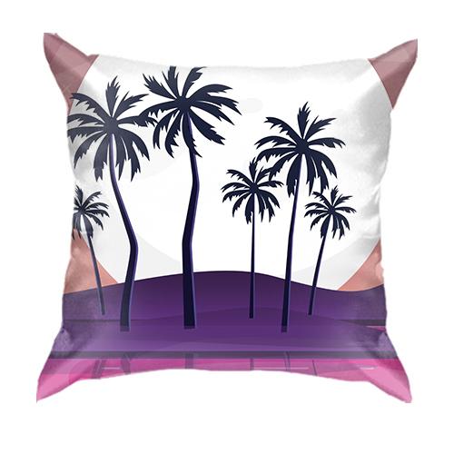3D подушка з пальмами на березі