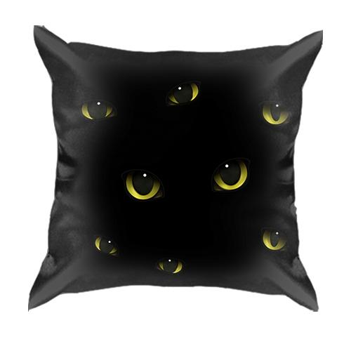 3D подушка з котячими очима в темряві