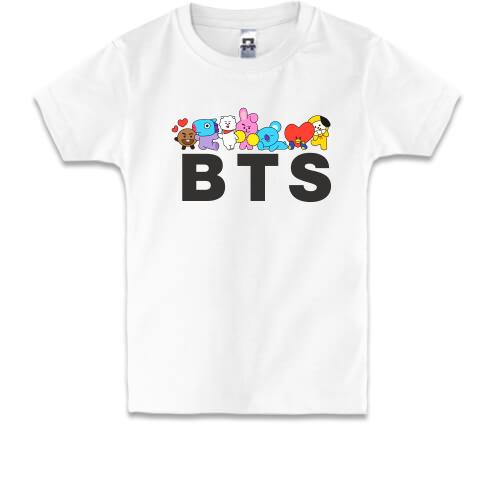 Детская футболка BTS (надпись с иконками)