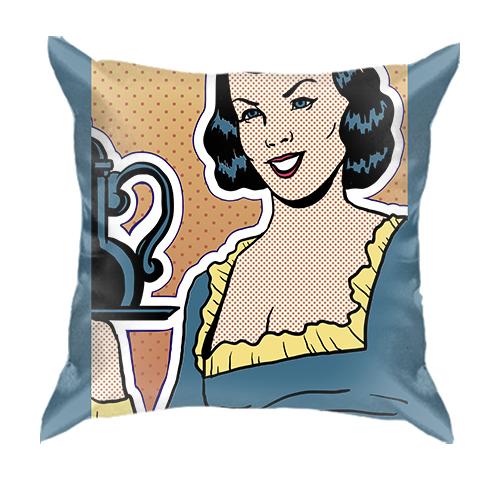 3D подушка з поп-арт жінкою