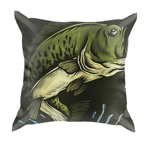 3D подушка с хаки рыбой