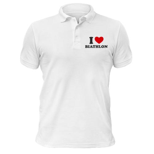 Футболка поло Я люблю Біатлон - I love Biathlon