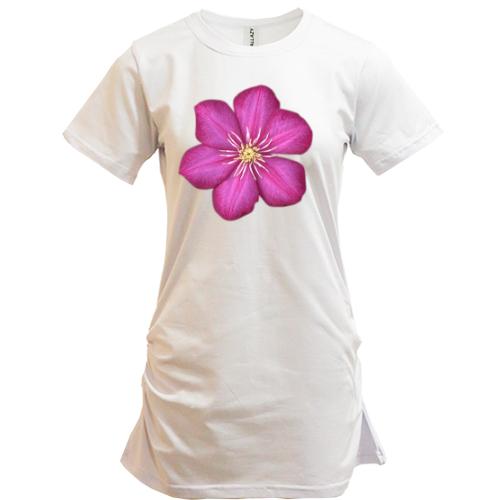 Подовжена футболка з квіткою
