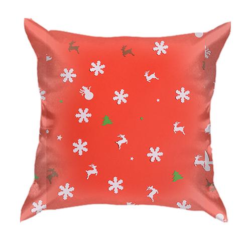 3D подушка Snowflakes on red
