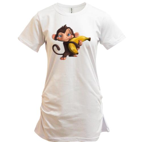 Подовжена футболка мавпа з бананом