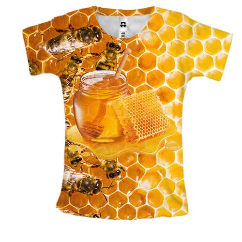 Жіноча 3D футболка з бджолами та медом (2)
