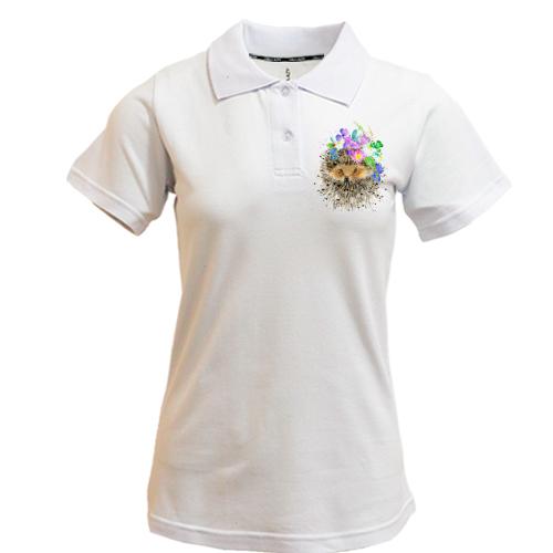 Футболка поло с ежиком в цветах