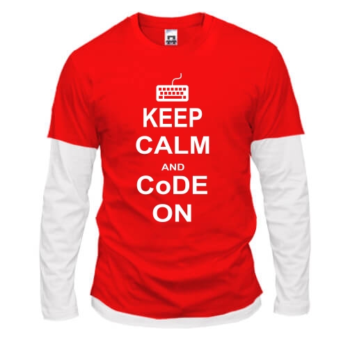 Чоловічий лонгслів Комбі з написом «KEEP CALM AND CoDE ON» та клавіатурою