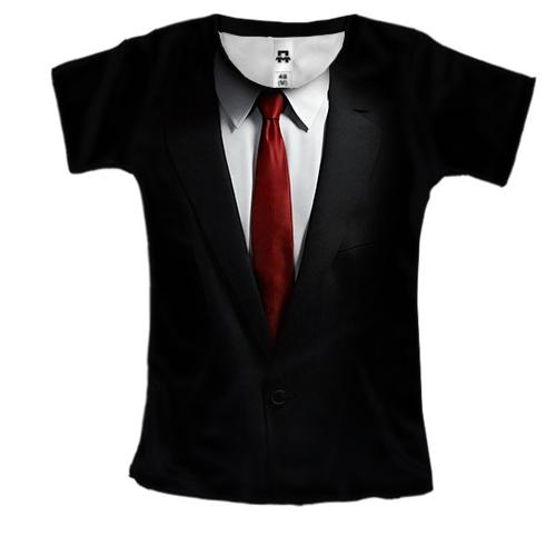 Женская 3D футболка Hitman - костюм агента 47 (2)