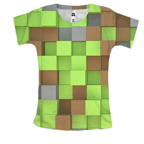Женская 3D футболка Minecraft Cubes