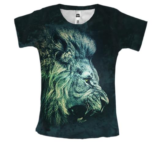 Женская 3D футболка с профилем льва