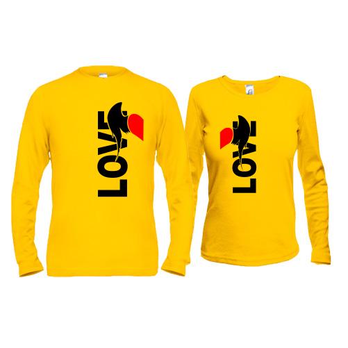 Парные лонгсливы LOVE с крыльями