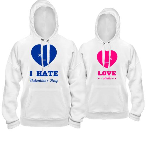 Парные толстовки I hate valentine day - i love stinks