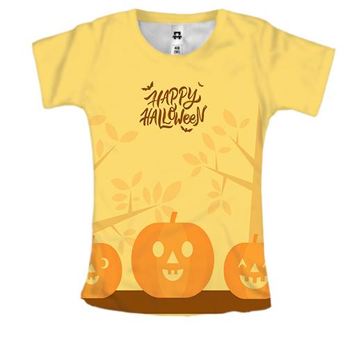 Женская 3D футболка Happy Halloween art
