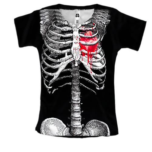 Жіноча 3D футболка Скелет з серцем