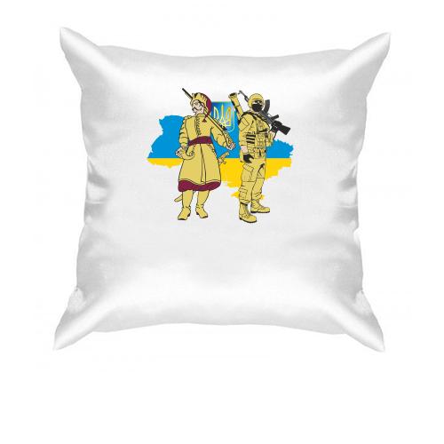 Подушка с казаком и украинским воином