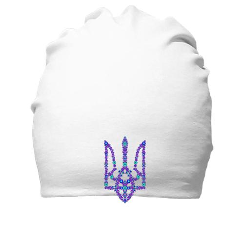 Бавовняна шапка з квітковим фіолетовим гербом України
