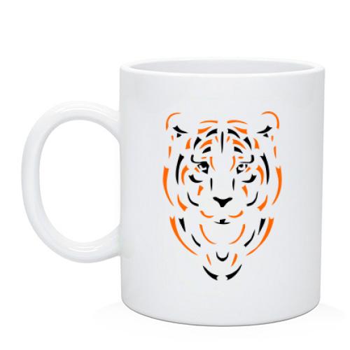 Чашка з арт силуетом тигра