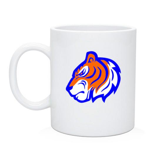 Чашка з помаранчево-синім силуетом тигра