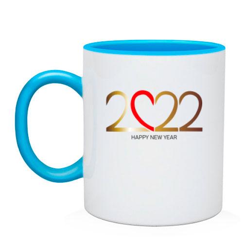 Чашка Happy New Year 2022 (у вигляді серця)