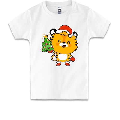 Детская футболка С Новогодним Тигренком