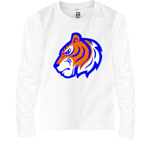 Дитяча футболка з довгим рукавом з помаранчево-синім силуетом тигра