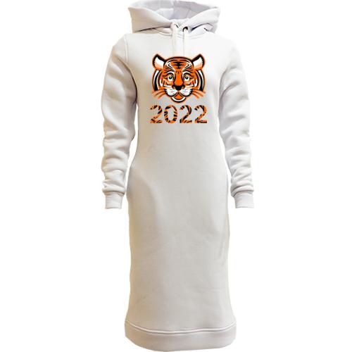 Женская толстовка-платье с тигром 2022
